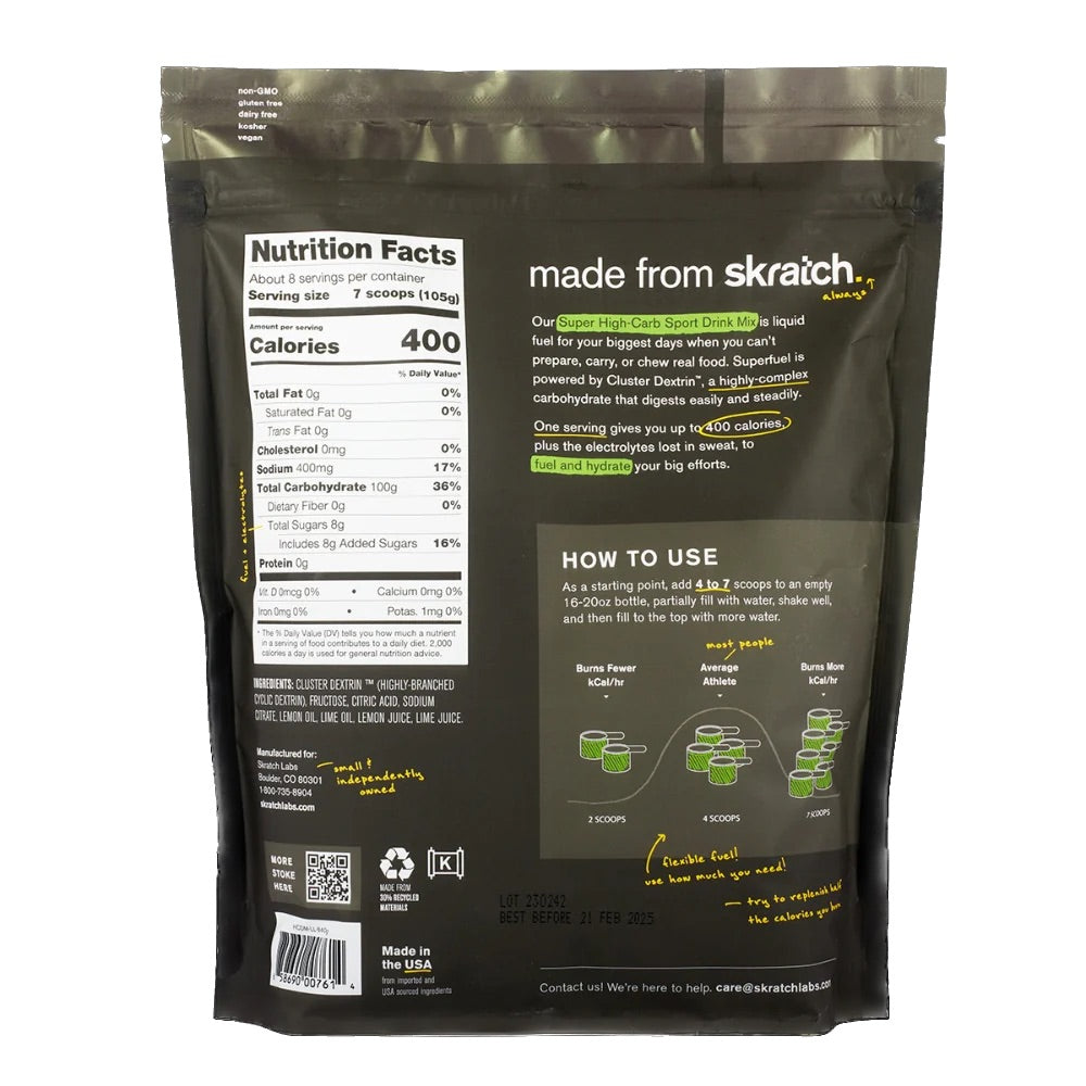 SKRATCH SUPER HIGH CARB 8 SERVING BAG-LEMON LIME