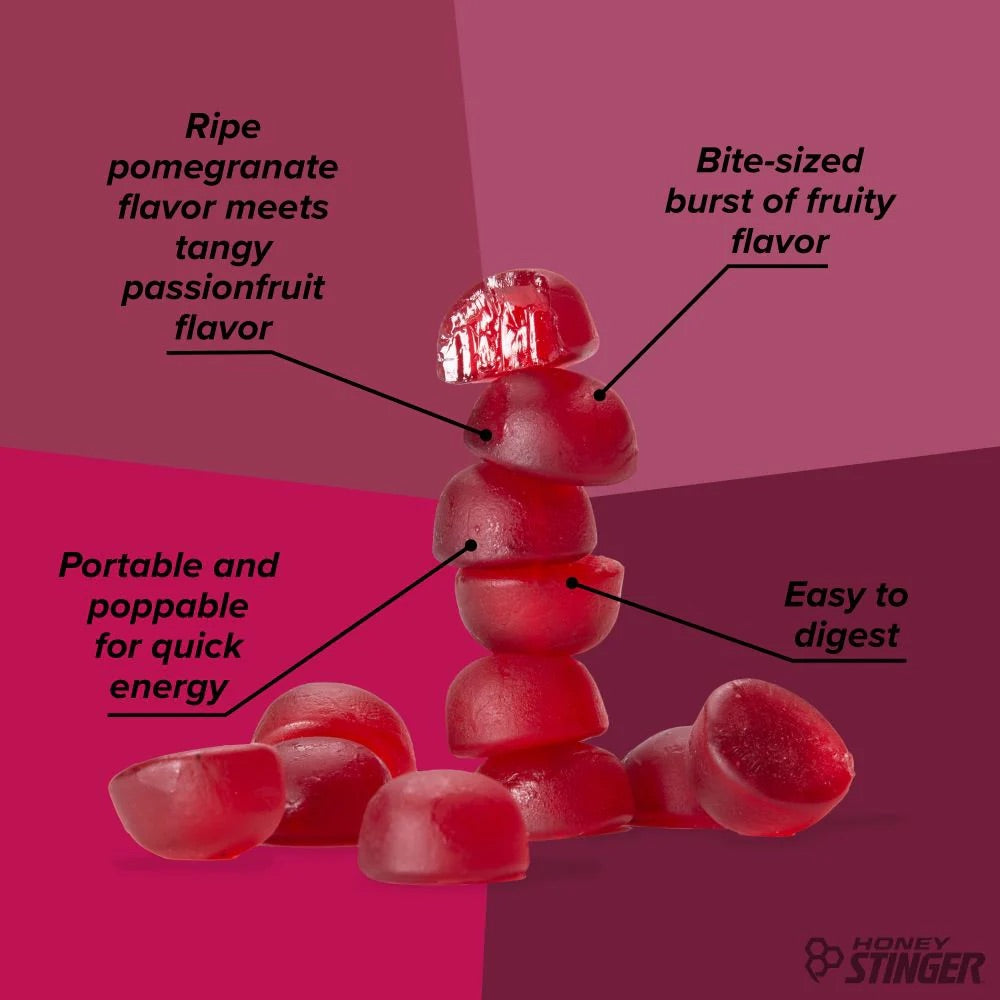 HONEY STINGER CHEWS-POMEGRANATE PASSIONFRUIT