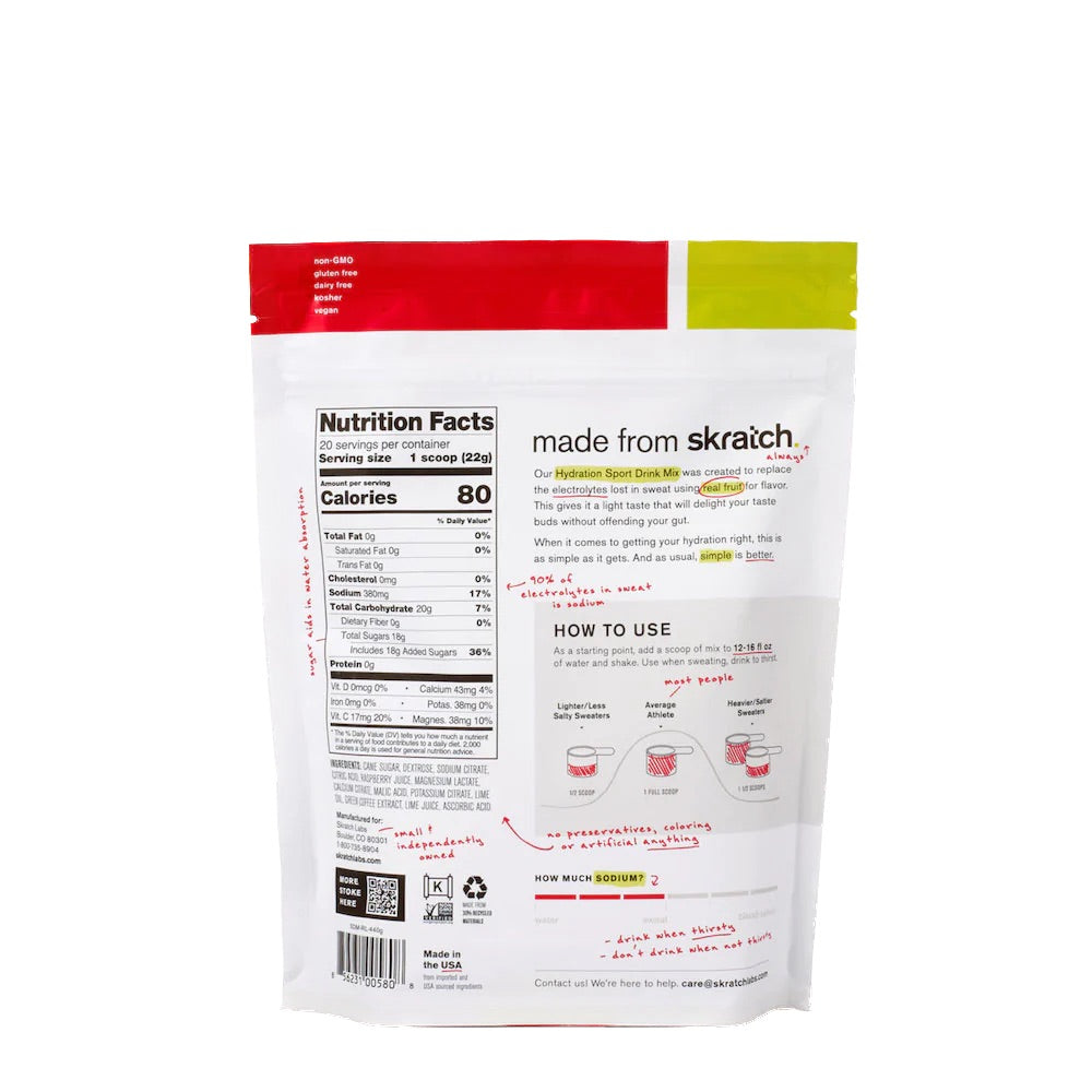 SKRATCH HYDRATION 20 SERVING BAG-RASBERRY LIMEADE